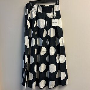 Black and White Polka Dot Midi Skirt